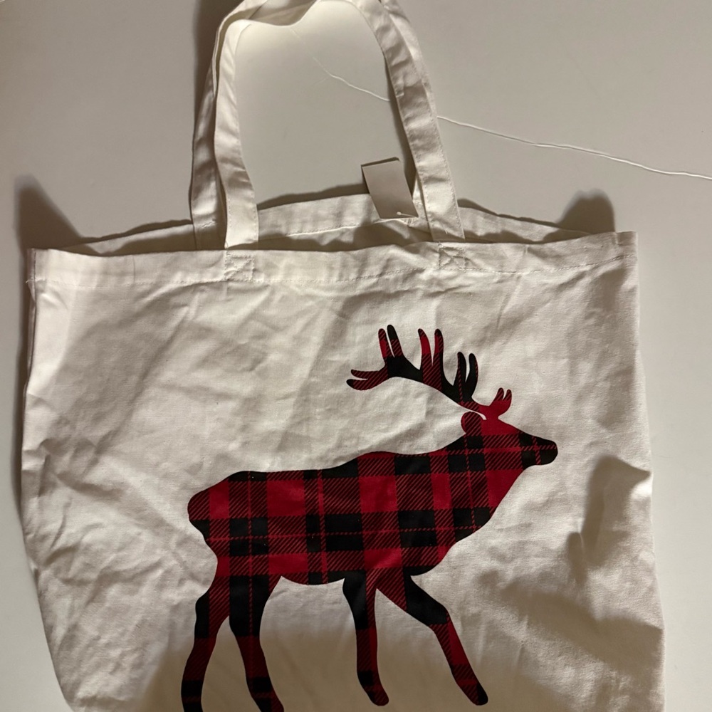 New plaid deer reusable cloth tote bag
